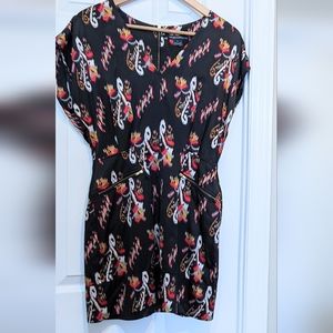 French Connection Black, Multicolour, Silk Dress. Sz 4.